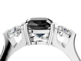 Silver Three-Stone Fancy Black Cushion Cut Cut Classic Band Prong Setting Ring_10