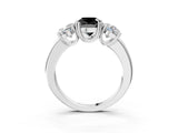 Silver Three-Stone Fancy Black Cushion Cut Cut Diamond Ring with Channel Set Band and Four-Prong Setting_33