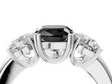 Silver Three-Stone Fancy Black Cushion Cut Cut Diamond Ring with Channel Set Band and Four-Prong Setting_34