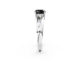 Silver Three-Stone Fancy Black Cushion Cut Cut Diamond Ring with Trillion Side Stones on a Split Shank Band_8