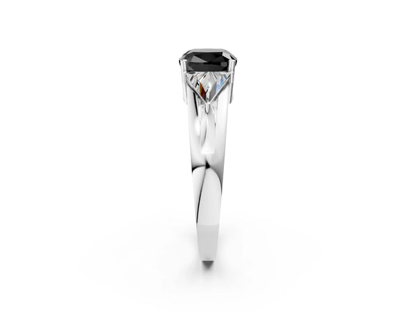 Sterling Silver Cushion Cut Split Shank Three Stone Engagement Ring Setting for Black Center