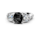 Silver Three-Stone Fancy Black Cushion Cut Diamond Channel Set Engagement Ring with Prong Setting_24