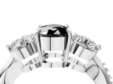 Silver Three-Stone Fancy Black Cushion Cut Diamond Channel Set Engagement Ring with Prong Setting_28