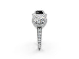 Silver Three-Stone Fancy Black Cushion Cut Halo Diamond Milgrain Band with Four-Prong Setting_14