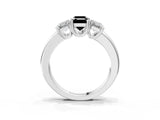 Silver Three-Stone Fancy Black Emerald Cut Cut Diamond Ring with Channel Set Band and Four-Prong Setting_27