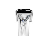 Silver Three-Stone Fancy Black Emerald Cut Cut Diamond Ring with Trillion Side Stones on a Split Shank Band_71