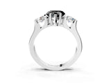 Silver Three-Stone Fancy Black Heart Cut Cut Classic Band Prong Setting Ring_9