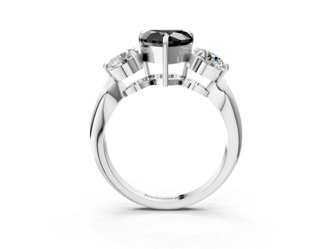 Silver Three-Stone Fancy Black Heart Cut Diamond Channel Set Engagement Ring with Prong Setting_21