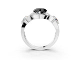 Silver Three-Stone Fancy Black Heart Cut Diamond Wave Pave Band with Prong Setting_45