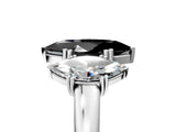 Silver Three-Stone Fancy Black Marquise Cut Cut Diamond Ring with Channel Set Band and Four-Prong Setting_35