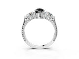 Silver Three-Stone Fancy Black Marquise Cut Cut Milgrain Band Prong Setting Ring_9
