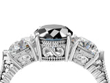 Silver Three-Stone Fancy Black Oval Cut Cut Milgrain Band Prong Setting Ring_10