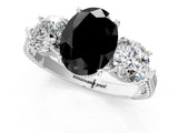 Silver Three-Stone Fancy Black Oval Cut Cut Milgrain Band Prong Setting Ring_7