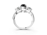 Silver Three-Stone Fancy Black Oval Cut Diamond Channel Set Engagement Ring with Prong Setting_27