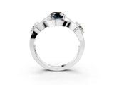 Silver Three-Stone Fancy Black Oval Cut Diamond Wave Pave Band with Prong Setting_9