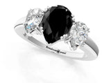 Silver Three-Stone Fancy Black Pear Cut Cut Diamond Ring with Channel Set Band and Four-Prong Setting_31