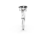 Silver Three-Stone Fancy Black Pear Cut Cut Diamond Ring with Trillion Side Stones on a Split Shank Band_8