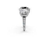 Silver Three-Stone Fancy Black Pear Cut Halo Diamond Milgrain Band with Four-Prong Setting_14
