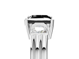 Silver Three-Stone Fancy Black Princess Cut Cut Classic Band Prong Setting Ring_11
