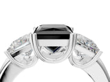 Silver Three-Stone Fancy Black Princess Cut Cut Diamond Ring with Channel Set Band and Four-Prong Setting_28