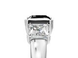 Silver Three-Stone Fancy Black Princess Cut Cut Diamond Ring with Channel Set Band and Four-Prong Setting_29