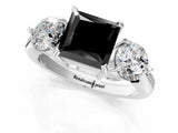 Silver Three-Stone Fancy Black Princess Cut Diamond Channel Set Engagement Ring with Prong Setting_25