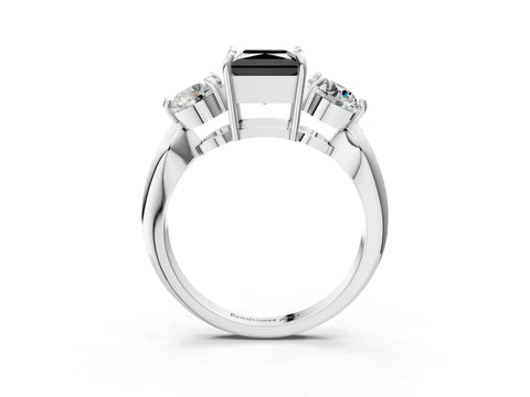 Silver Three-Stone Fancy Black Princess Cut Diamond Channel Set Engagement Ring with Prong Setting_27