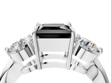 Silver Three-Stone Fancy Black Princess Cut Diamond Channel Set Engagement Ring with Prong Setting_28