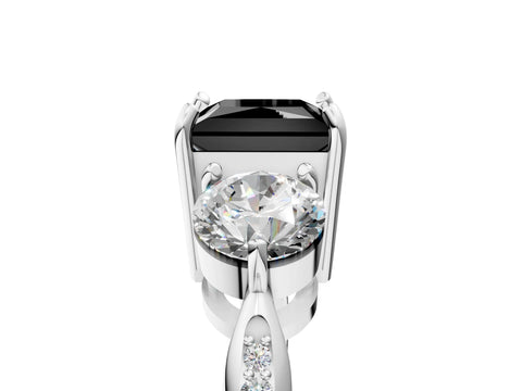 Silver Three-Stone Fancy Black Princess Cut Diamond Channel Set Engagement Ring with Prong Setting_29