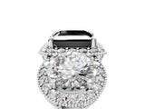 Silver Three-Stone Fancy Black Princess Cut Halo Diamond Milgrain Band with Four-Prong Setting_11