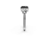 Silver Three-Stone Fancy Black Radiant Cut Cut Milgrain Band Prong Setting Ring_8