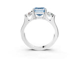 Silver Three-Stone Fancy Blue Asscher Cut Cut Classic Band Prong Setting Ring_9