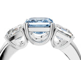 Silver Three-Stone Fancy Blue Asscher Cut Cut Diamond Ring with Channel Set Band and Four-Prong Setting_22