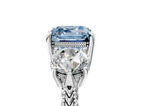 Silver Three-Stone Fancy Blue Asscher Cut Cut Milgrain Band Prong Setting Ring_59