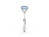 Silver Three-Stone Fancy Blue Asscher Cut Diamond Ring with Pear  Side Stones in Four-Prong Setting_14