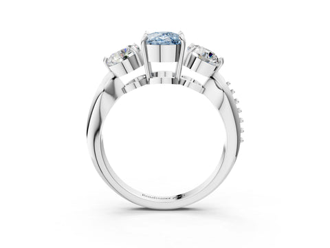 Silver Three-Stone Fancy Blue Cushion Cut Diamond Channel Set Engagement Ring with Prong Setting_27