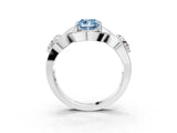 Silver Three-Stone Fancy Blue Cushion Cut Diamond Wave Pave Band with Prong Setting_57