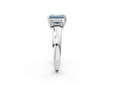 Silver Three-Stone Fancy Blue Emerald Cut Cut Diamond Ring with Channel Set Band and Four-Prong Setting_20