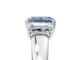 Silver Three-Stone Fancy Blue Emerald Cut Cut Diamond Ring with Channel Set Band and Four-Prong Setting_23