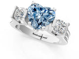 Silver Three-Stone Fancy Blue Heart Cut Cut Classic Band Prong Setting Ring_7