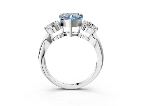Silver Three-Stone Fancy Blue Heart Cut Diamond Channel Set Engagement Ring with Prong Setting_15
