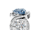 Silver Three-Stone Fancy Blue Heart Cut Diamond Wave Pave Band with Prong Setting_23