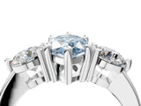 Silver Three-Stone Fancy Blue Marquise  Brilliant Cut Solitaire Ring with Prong Setting on a Classic Band 5