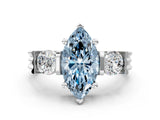 Silver Three-Stone Fancy Blue Marquise Cut Cut Classic Band Prong Setting Ring_6