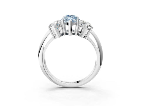 Silver Three-Stone Fancy Blue Marquise Cut Cut Diamond Engagement Ring with Prong Setting on a White Gold Band_21