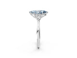 Silver Three-Stone Fancy Blue Marquise Cut Diamond Ring with Pear  Side Stones in Four-Prong Setting_14