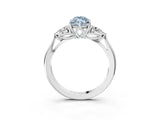 Silver Three-Stone Fancy Blue Marquise Cut Diamond Ring with Pear  Side Stones in Four-Prong Setting_15