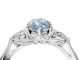 Silver Three-Stone Fancy Blue Marquise Cut Diamond Ring with Pear  Side Stones in Four-Prong Setting_16