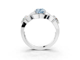Silver Three-Stone Fancy Blue Oval Cut Diamond Wave Pave Band with Prong Setting_9