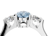 Silver Three-Stone Fancy Blue Pear Cut Cut Classic Band Prong Setting Ring_10